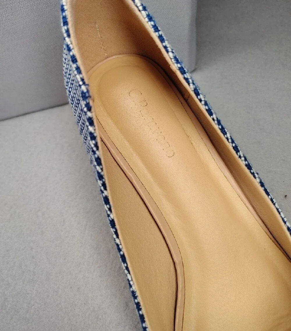C.Paravano Pumps W/Blue and White Tweed - Size 38 - GORGEOUS
